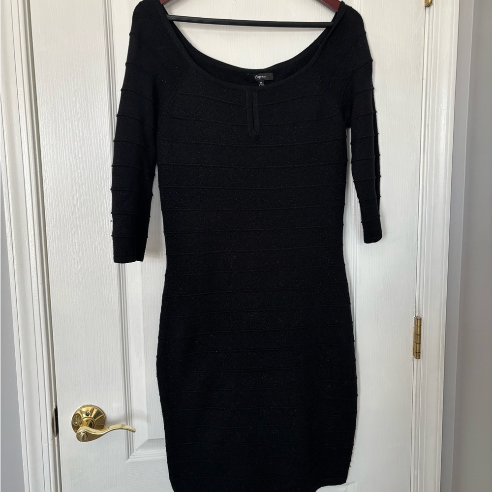 Black Off-Shoulder sweater Dress - Picture 2 of 7